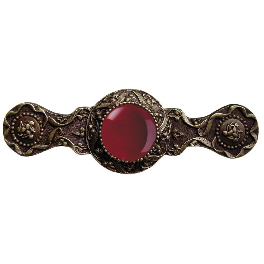 Notting Hill NHP-624-AB-RC Victorian Jewel Pull Antique Brass/Red Carnelian